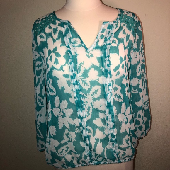 New York & Company Aqua Floral/White/Elastic - Picture 2 of 6